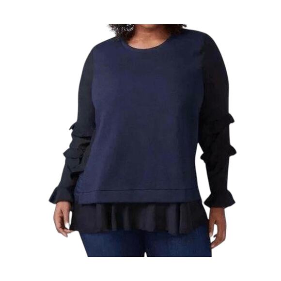 Lane Bryant Ruffled Sleeve Sweatshirt Plus SZ 22/24 Fairygoth Feminine Y2K Cozy - Picture 2 of 13